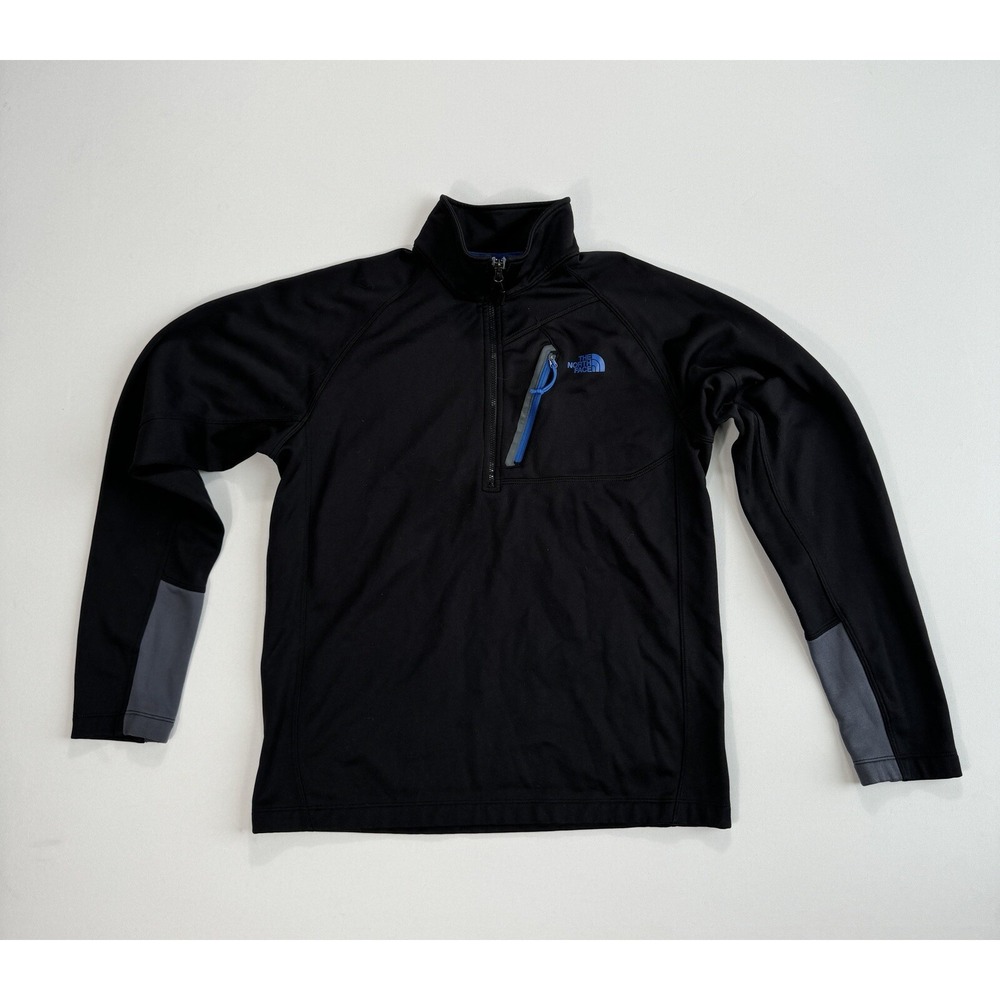 The North Face Mens Medium 1/4 Zip Sweater Pullover Black Active Hiking Fleece